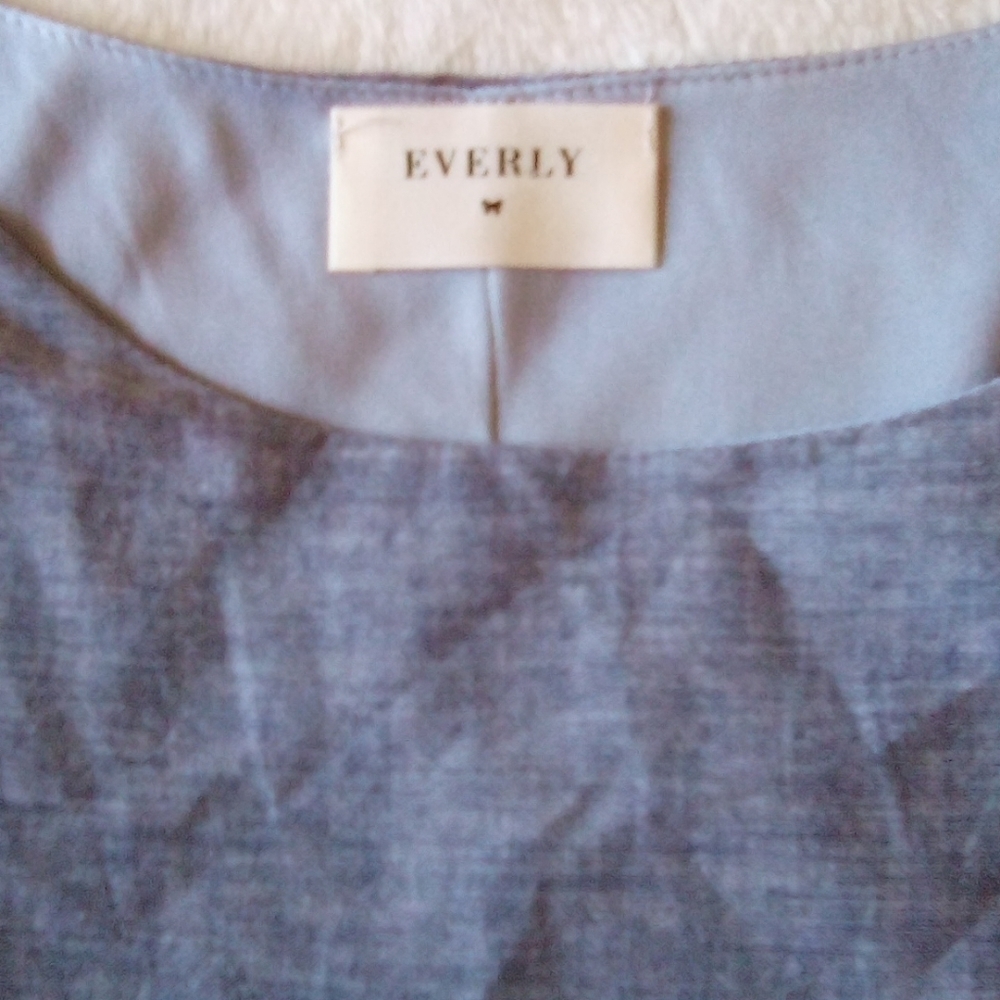 Esley Chambray & White Embroidered Shift Dress - Picture 6 of 8